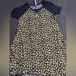 Navy Floral Swing Dress - Short Sleeve WITH pockets